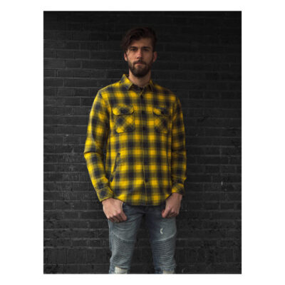 Camicia da boscaiolo in flanella MCS - Nero/Giallo - immagine 2