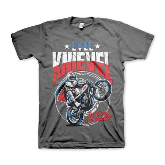 T-shirt Evel Knievel Wheelie - Grigia