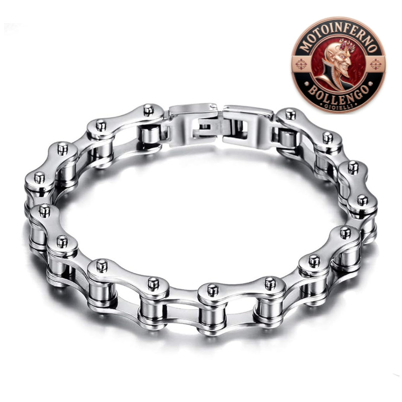 Bracciale in acciaio inox - Catena tipo moto (Cromata / piccola)