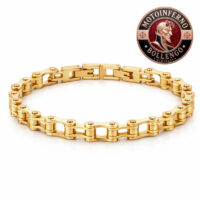 Bracciale in acciaio inox - Catena tipo moto (Oro-media)