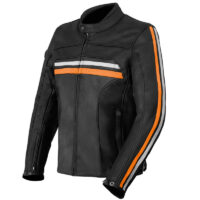 Giacca in pelle Gasoline Enfield - Nero/Arancio